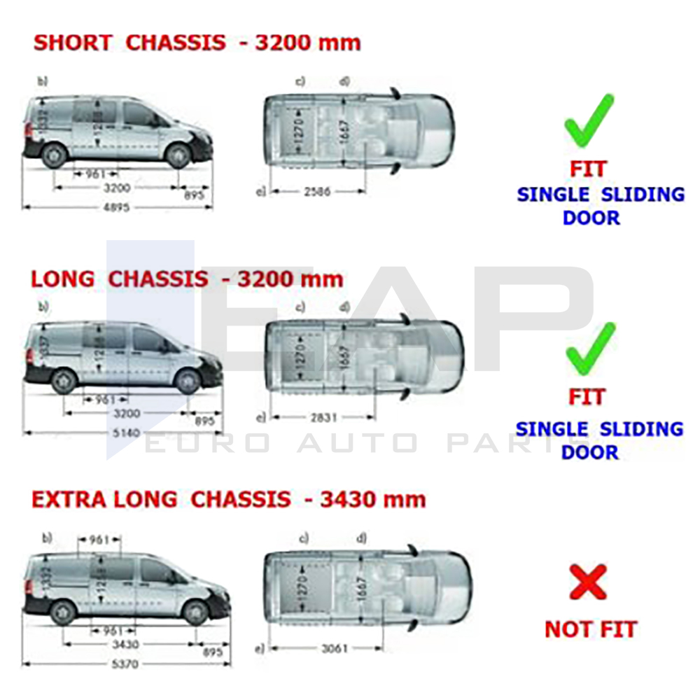 Side Door Trim (Short+Long Sachet - Double Slider) - 8 Pcs - Stainless Steel
