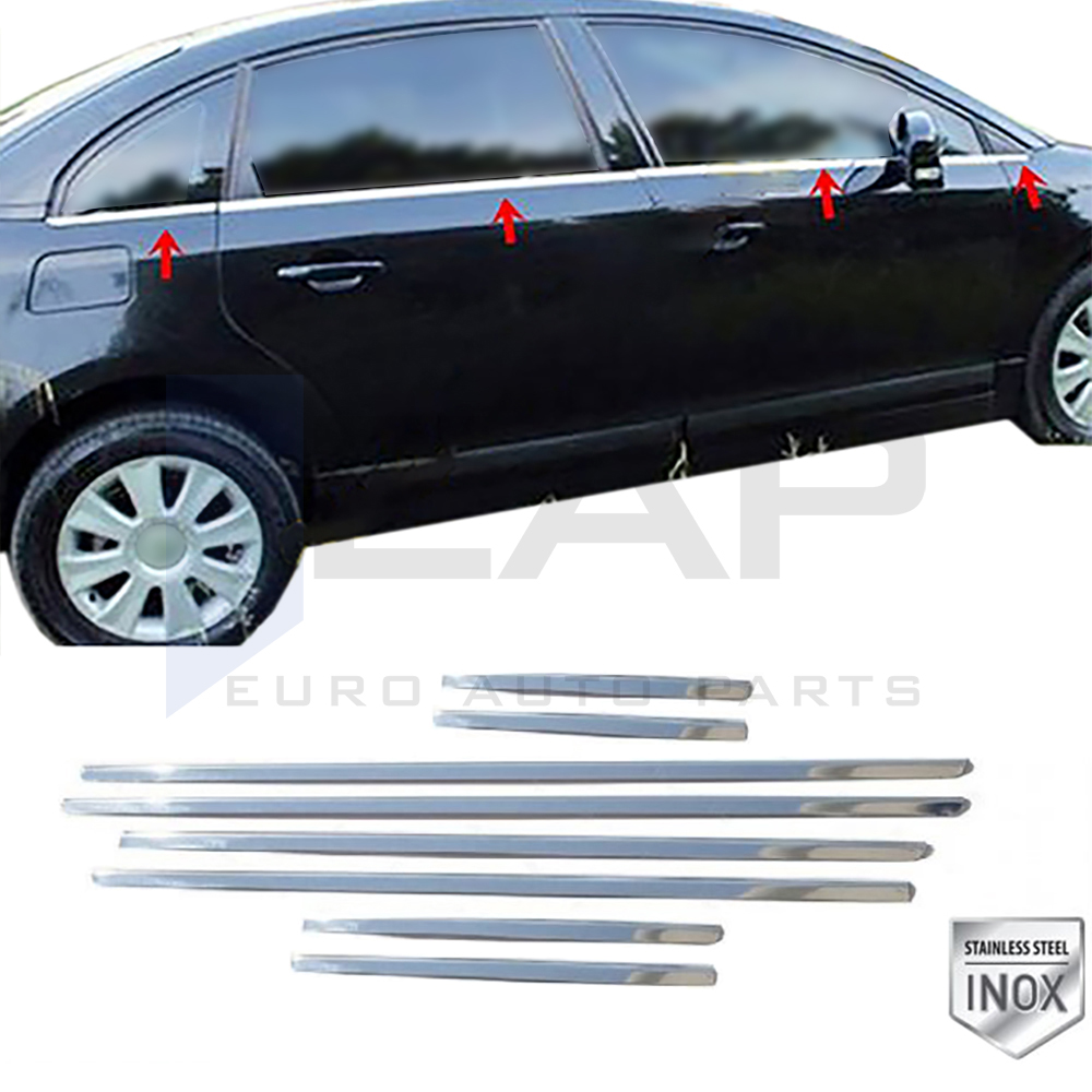 Window Frame Garnish - Sedan - 8 Pcs - Stainless Steel