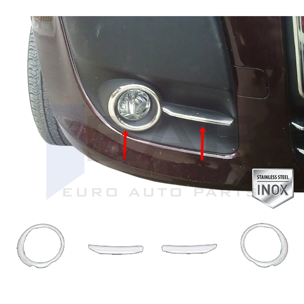 Fog Light Frame + Eyebrow Cover - 4 Pcs - Stainless Steel 
