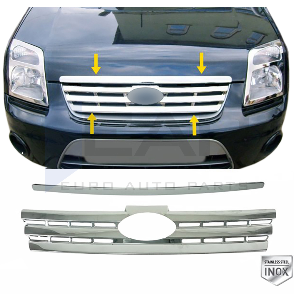 Front Grille+Front Hood Lid Cover - 2 Pcs - Stainless Steel