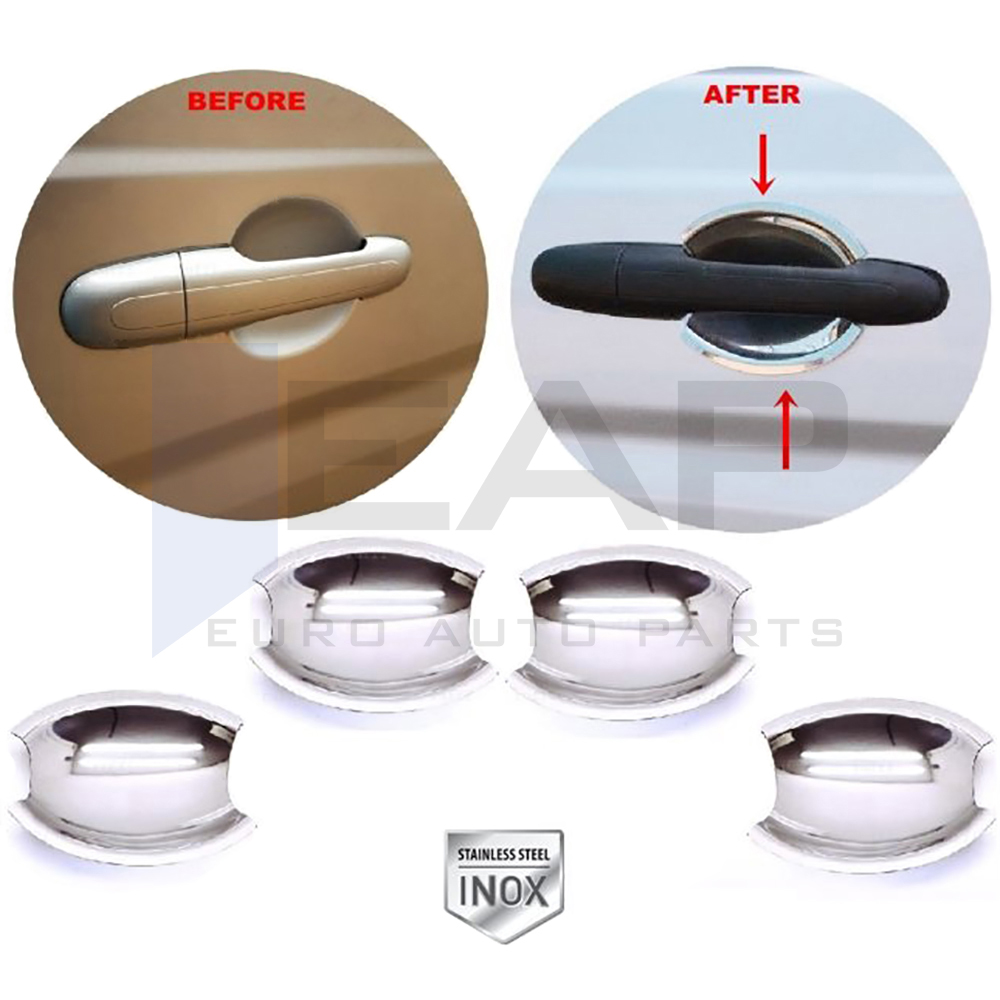 Exterior Door Handle Cup Bowl Cover - 4 Doors - Stainless Steel