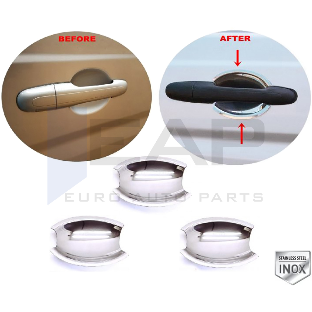 Exterior Door Handle Cup Bowl Cover - 3 Doors - Stainless Steel