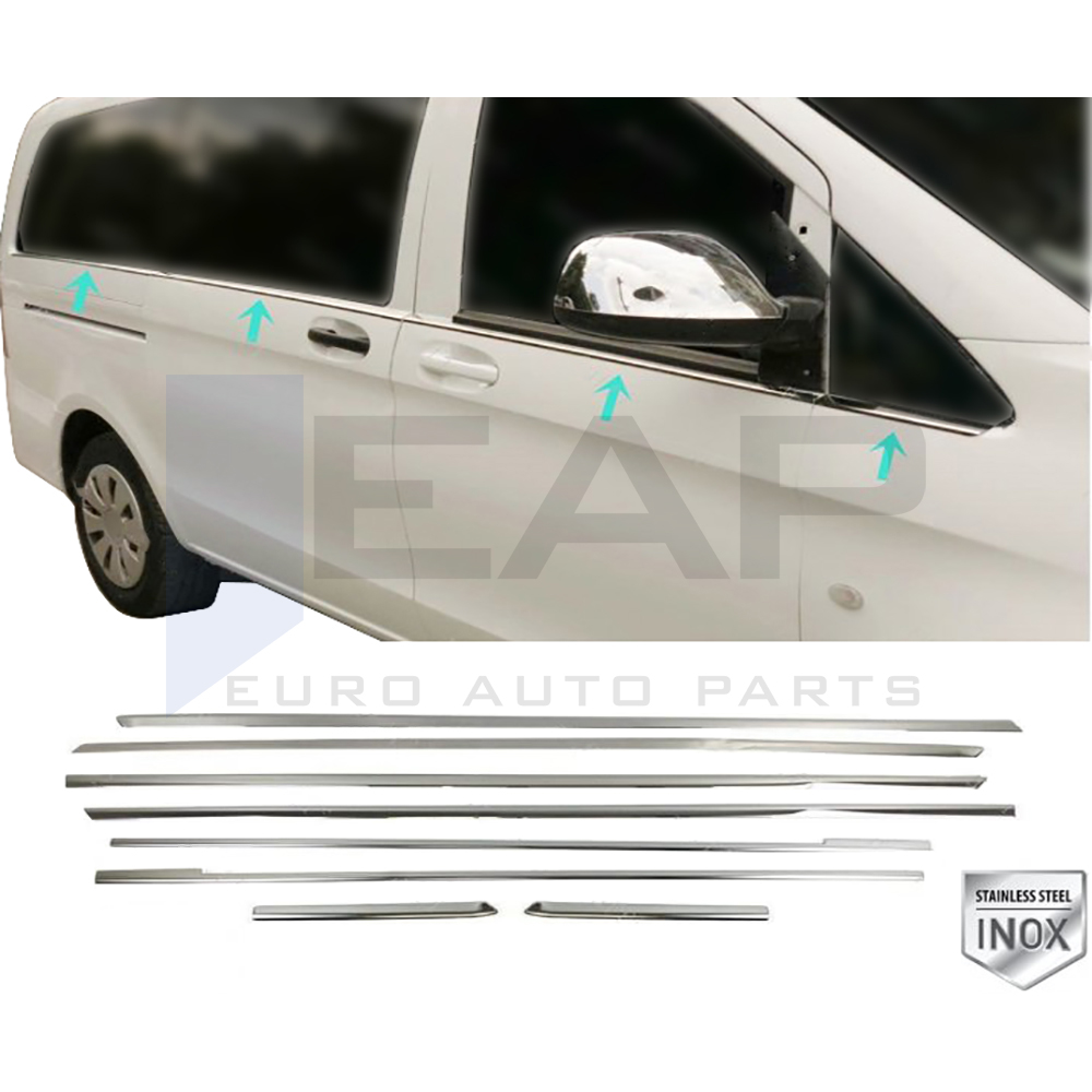 Side Door Trim (Extra Long Sachet - Single Slider) - 8 Pcs - Stainless Steel