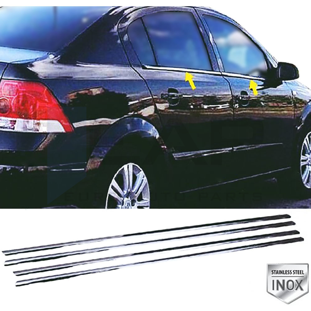 Window Frame Garnish - Sedan - 4 Pcs - Stainless Steel