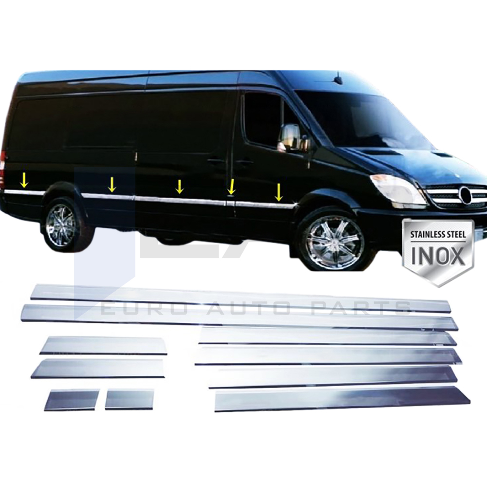 Side Door Trim (Short Chassis) - 10 Pcs - Stainless Steel
